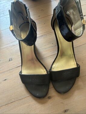 Marc Fisher Black Ankle-Strap Open-Toe Heels